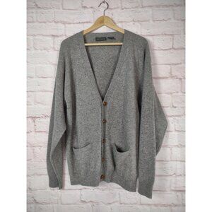 Vtg Neil Martin Cardigan Sweater Men L Lambs Wool Gray Shetland Grandpa *READ